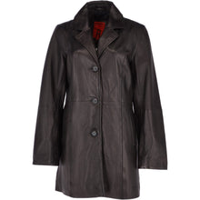 Afbeelding in Gallery-weergave laden, Womens Genuine Leather Single Breasted 3/4 Length Coat