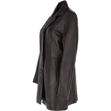 Afbeelding in Gallery-weergave laden, Womens Genuine Leather Single Breasted 3/4 Length Coat