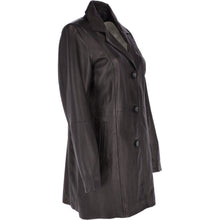 Afbeelding in Gallery-weergave laden, Womens Genuine Leather Single Breasted 3/4 Length Coat