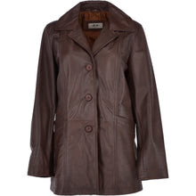 Lataa kuva Galleria-katseluun, Womens Genuine Leather Single Breasted 3/4 Length Coat