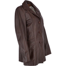 Lataa kuva Galleria-katseluun, Womens Genuine Leather Single Breasted 3/4 Length Coat