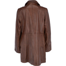 Lataa kuva Galleria-katseluun, Womens Genuine Leather Single Breasted 3/4 Length Coat
