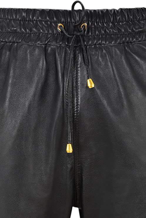 Men's Black Leather Joggers pants