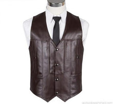 Indlæs billede til gallerivisning Men's Brown Genuine Sheep Leather Waistcoat Vest