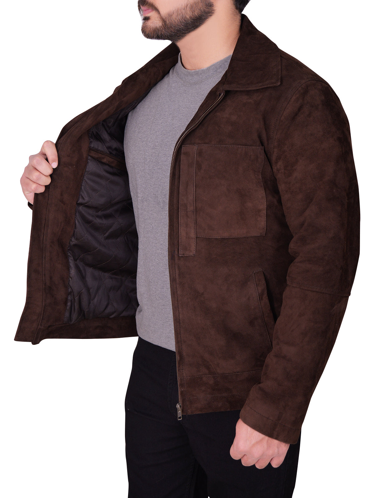 Braune Wildlederjacke für Herren