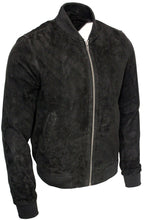 Load image into Gallery viewer, Men's Black Suede Leather Bomber Jacket