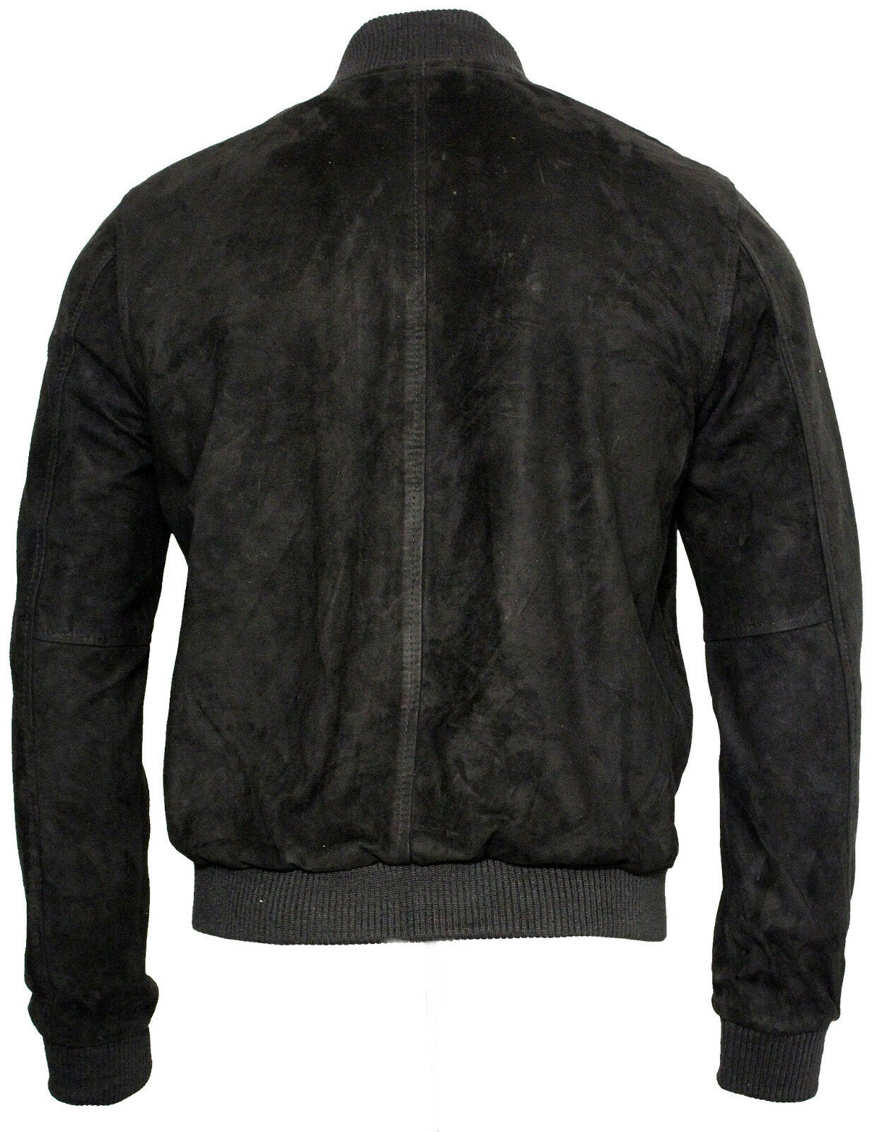 Men's Black Suede Leather Bomber Jacket