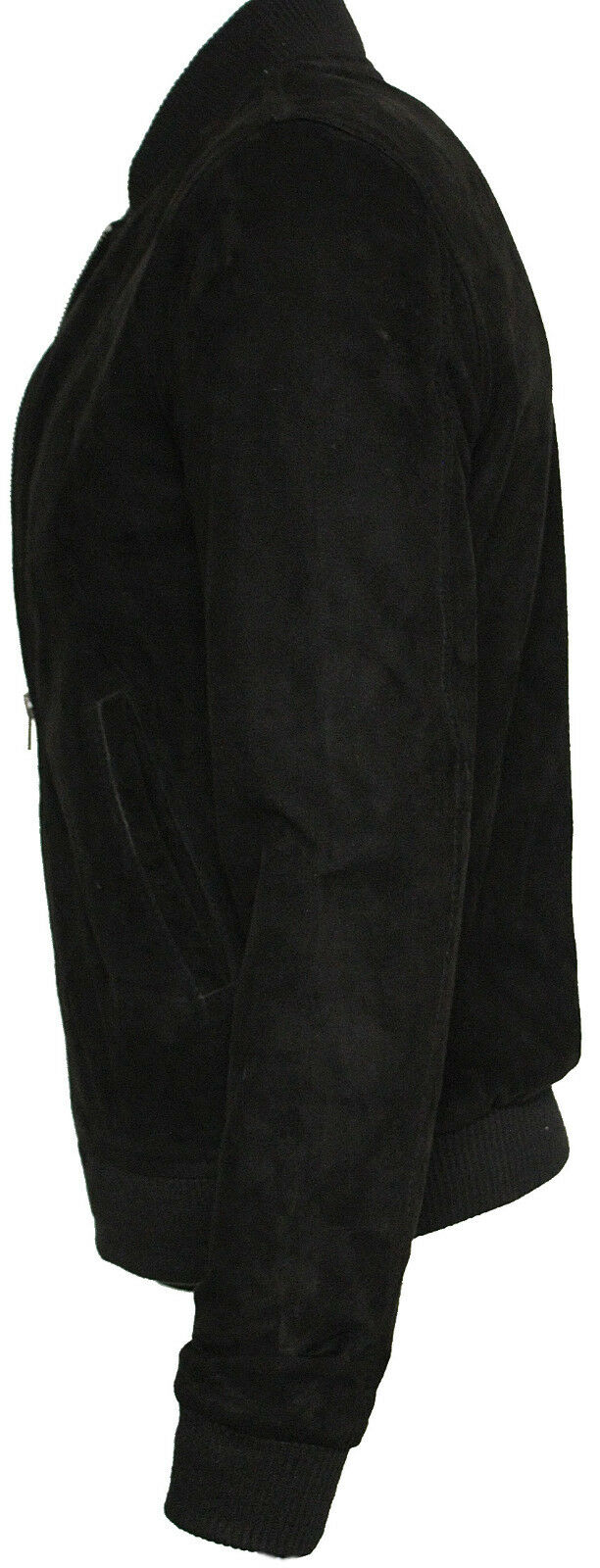 Men's Black Suede Leather Bomber Jacket