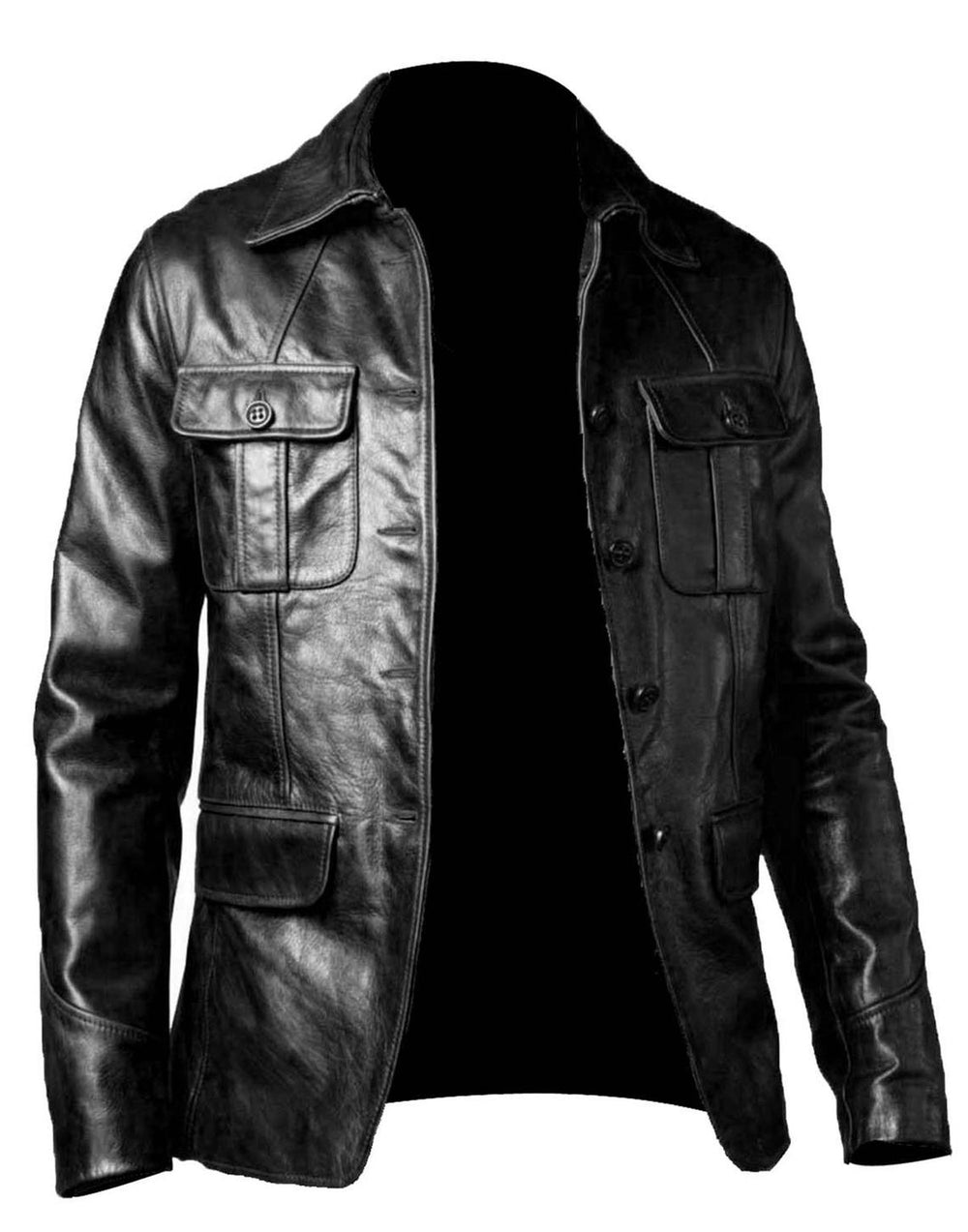 Schwarze Premium Schaflederjacke für Herren