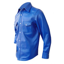 Cargar imagen en el visor de la galería, Blue Leather Long sleeve shirt
