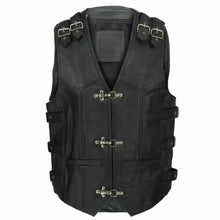 Afbeelding in Gallery-weergave laden, Men's Black Genuine Leather Waistcoat Vest