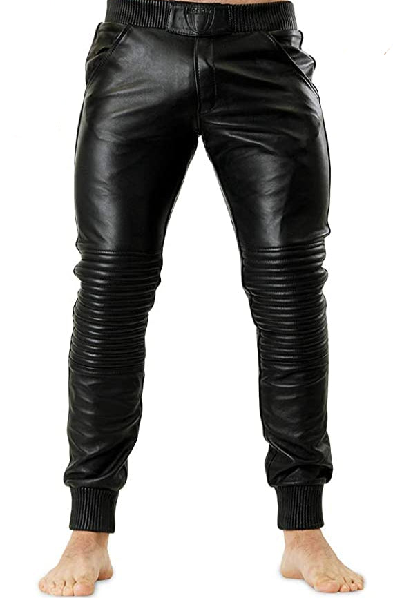 Men's Leather Slim Fit Joggers