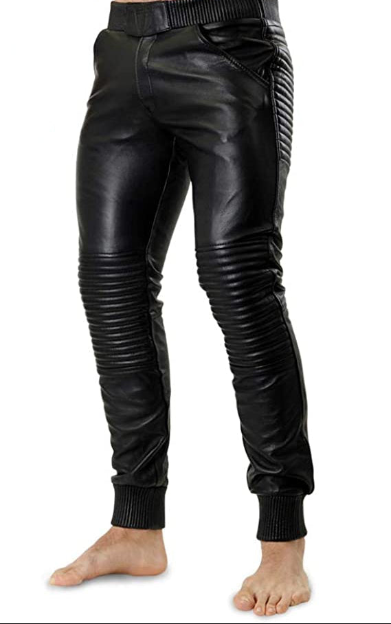 Men's Leather Slim Fit Joggers