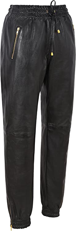 Pantalon de jogging homme en cuir noir