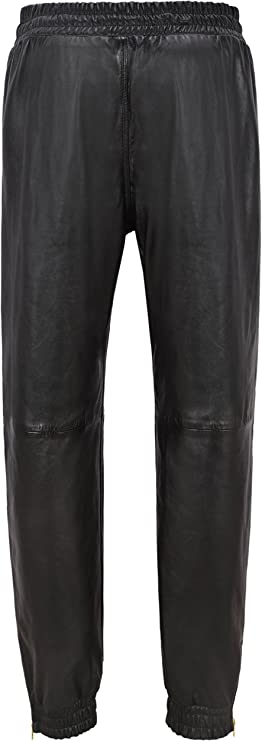 Men's Black Leather Joggers pants