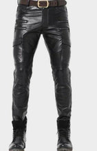 Last inn bildet i Galleri-visningsprogrammet, Men's Genuine Leather slim Biker trouser pants