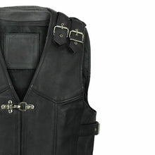 Afbeelding in Gallery-weergave laden, Men's Black Genuine Leather Waistcoat Vest