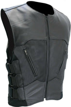 Last inn bildet i Galleri-visningsprogrammet, Mens Genuine Leather Cut SWAT Style Biker Vest