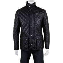 Afbeelding in Gallery-weergave laden, Men's Black Genuine Leather Quilted Jacket