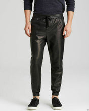 Last inn bildet i Galleri-visningsprogrammet, Men's Black Genuine Leather Track pants
