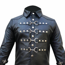 Load image into Gallery viewer, Men's Black Genuine Leather Fashion Shirt