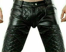 Last inn bildet i Galleri-visningsprogrammet, Men's Black Real Leather quilted Shorts