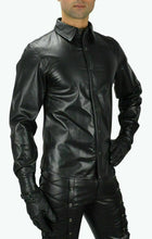 Load image into Gallery viewer, Men's Black Genuine Leather Long Sleeve Shirt