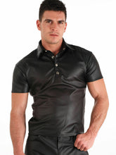 Last inn bildet i Galleri-visningsprogrammet, Men's Black Genuine Leather slim fit Polo shirt