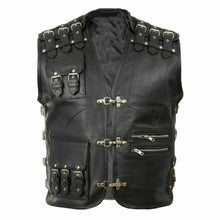Last inn bildet i Galleri-visningsprogrammet, Men's Genuine Leather Biker Waistcoat Vest