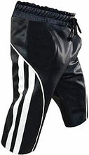 Load image into Gallery viewer, Men's Real Leather Shorts Black with White Stripes