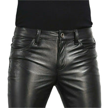 Last inn bildet i Galleri-visningsprogrammet, Men's Genuine Leather slim fit pants Jeans