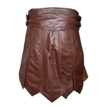 Last inn bildet i Galleri-visningsprogrammet, Men's Brown Genuine Leather Gladiator Kilt Larp
