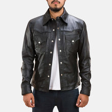 Load image into Gallery viewer, Men's Black Genuine Leather Shirt