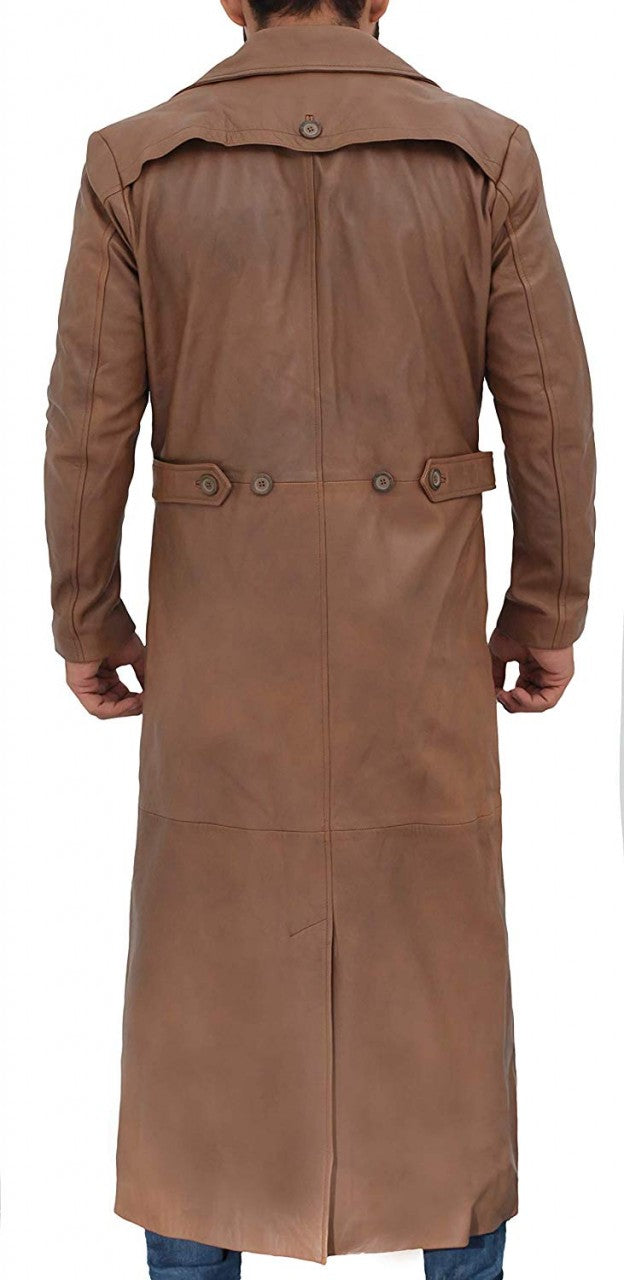 Men's Brown Genuine Leather Full Length Coat