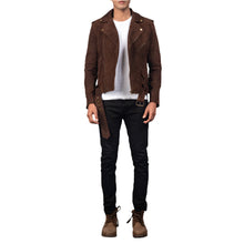 Afbeelding in Gallery-weergave laden, Men's Brown Suede Biker Jacket