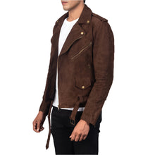 Afbeelding in Gallery-weergave laden, Men's Brown Suede Biker Jacket
