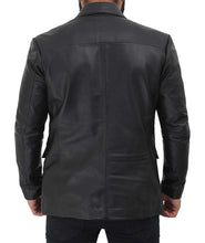 Load image into Gallery viewer, Men's Black Genuine Leather Blazer Jacket