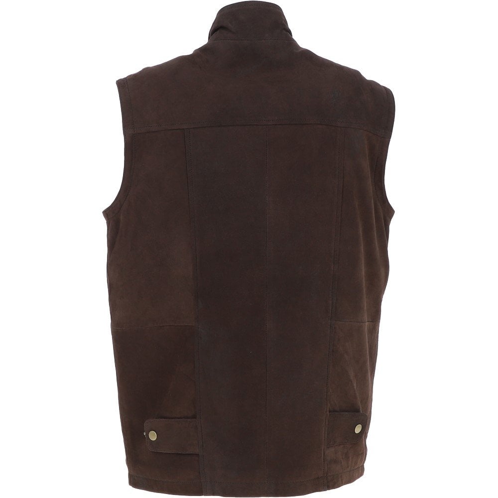 Gilet Sans Manches Homme Marron En Cuir Nubuck