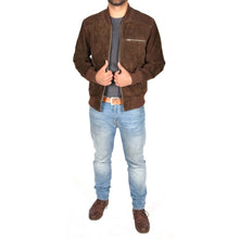 Last inn bildet i Galleri-visningsprogrammet, Men's Brown Suede Leather Bomber Jacket