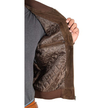 Last inn bildet i Galleri-visningsprogrammet, Men's Brown Suede Leather Bomber Jacket