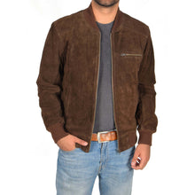 Last inn bildet i Galleri-visningsprogrammet, Men's Brown Suede Leather Bomber Jacket