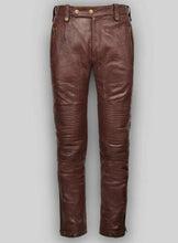 Cargar imagen en el visor de la galería, Men's Brown Genuine Leather Jeans Pants