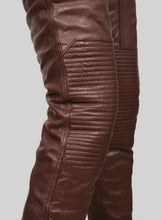 Cargar imagen en el visor de la galería, Men's Brown Genuine Leather Jeans Pants