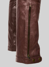 Cargar imagen en el visor de la galería, Men's Brown Genuine Leather Jeans Pants