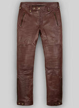 Cargar imagen en el visor de la galería, Men's Brown Genuine Leather Jeans Pants