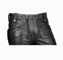 Last inn bildet i Galleri-visningsprogrammet, Men's Black Genuine Leather Pants Jeans