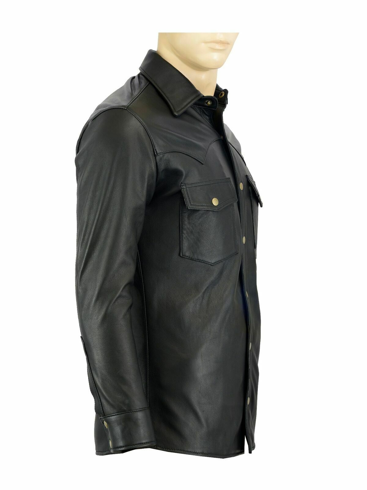 Men's Black Genuine Sheep Leather Shirt
