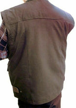 Charger l'image dans la galerie, Gilet en cuir véritable NUBUCK marron pour homme