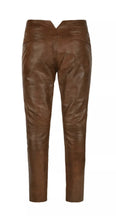 Cargar imagen en el visor de la galería, Men's Brown Genuine Leather Slim Fit Pants