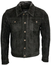 Carica l'immagine nel visualizzatore di Gallery, Men's Black Genuine Cowhide Suede Leather Jacket
